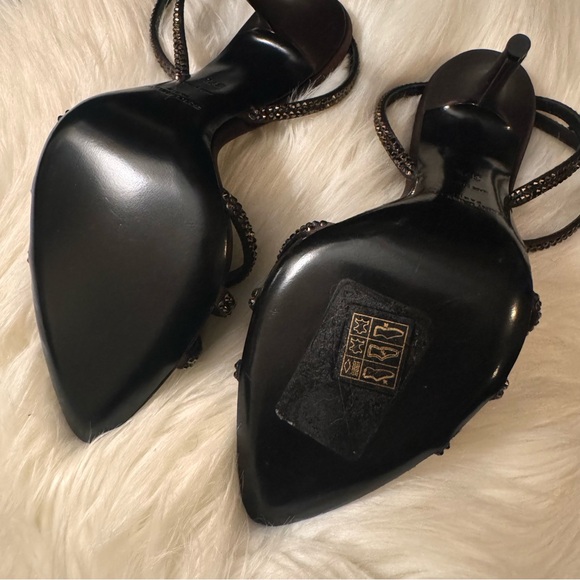 YSL Ava Sandals in Crepe Satin with Rhinestones - Picture 13 of 17